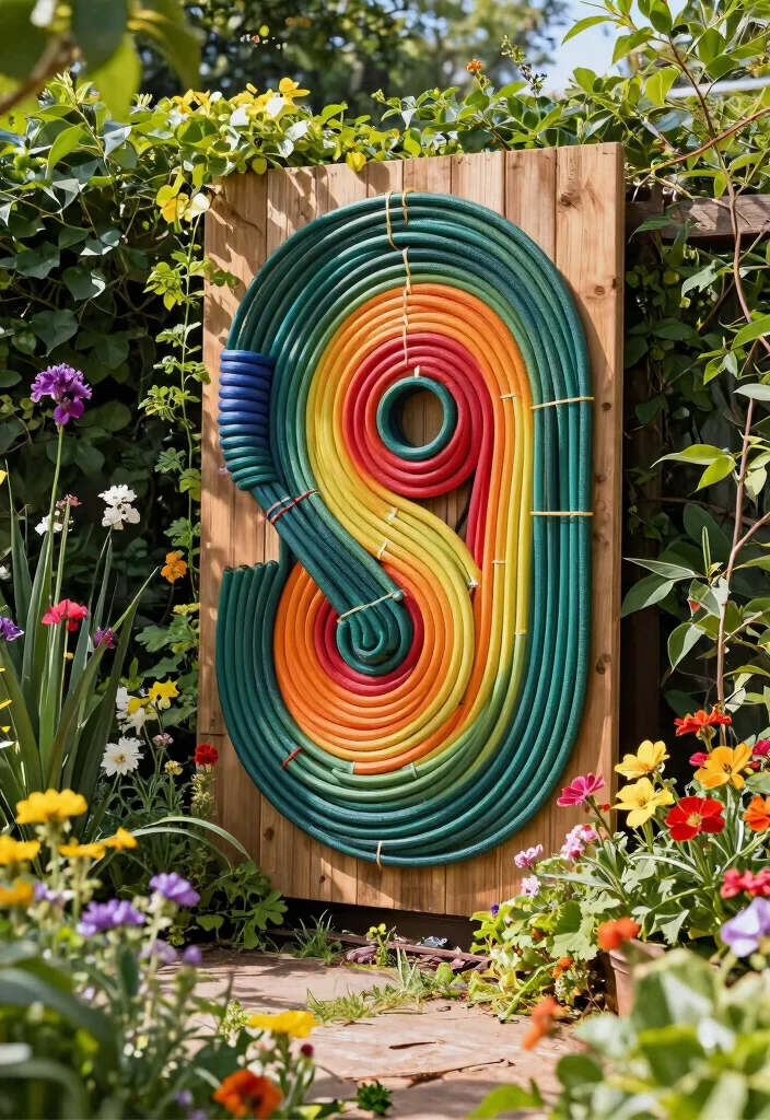 21 Genius Garden Hose Storage Ideas End the Clutter 17. Garden Hose Wall Art 0