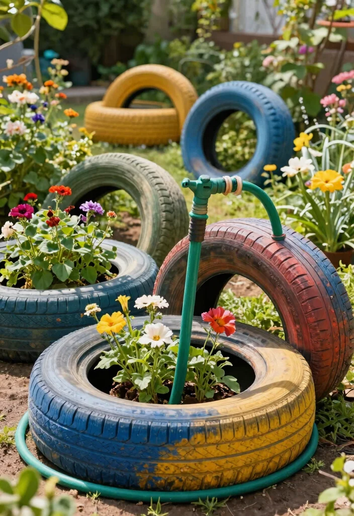 21 Genius Garden Hose Storage Ideas End the Clutter 18. Hose Holder Made from Old Tires 0