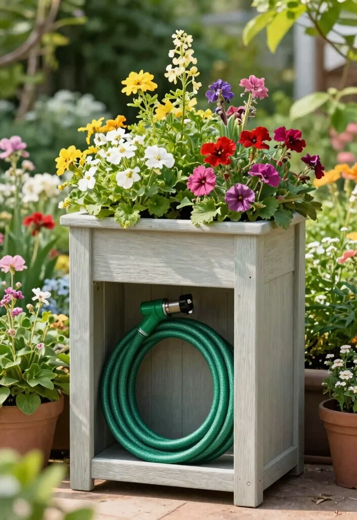 21 Genius Garden Hose Storage Ideas End the Clutter 7. Vertical Planter with Hose Storage 0