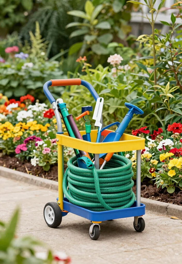 21 Genius Garden Hose Storage Ideas End the Clutter 9. Hose Caddy on Wheels 0