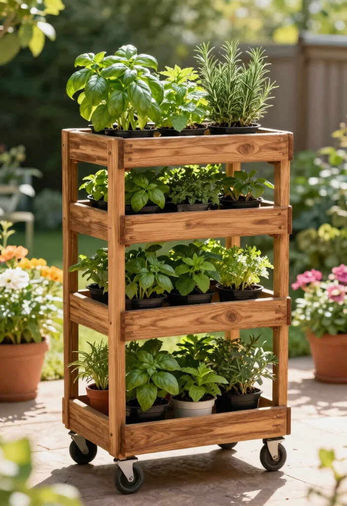 21 Practical Garden Cart Ideas Every Gardener Needs 1 21 Practical Garden Cart Ideas Every Gardener Needs 1. Vertical Herb Garden Cart 0