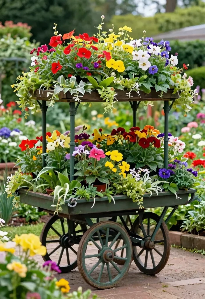 21 Practical Garden Cart Ideas Every Gardener Needs 16 21 Practical Garden Cart Ideas Every Gardener Needs 16. Decorative Garden Cart Planter 0
