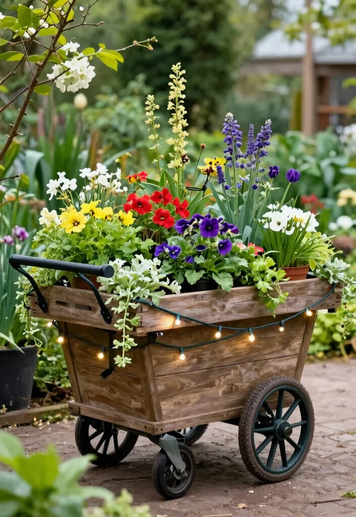 21 Practical Garden Cart Ideas Every Gardener Needs 20 21 Practical Garden Cart Ideas Every Gardener Needs 20. Garden Cart for Seasonal Plant Display 0