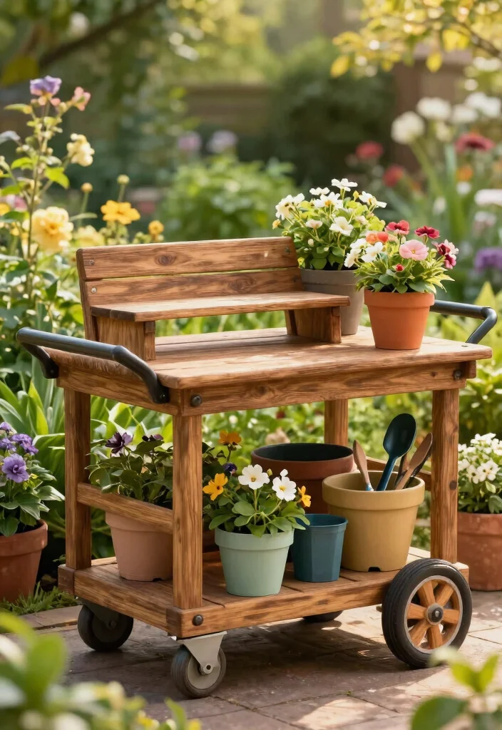 21 Practical Garden Cart Ideas Every Gardener Needs 9 21 Practical Garden Cart Ideas Every Gardener Needs 9. Garden Cart with Built in Seating 0