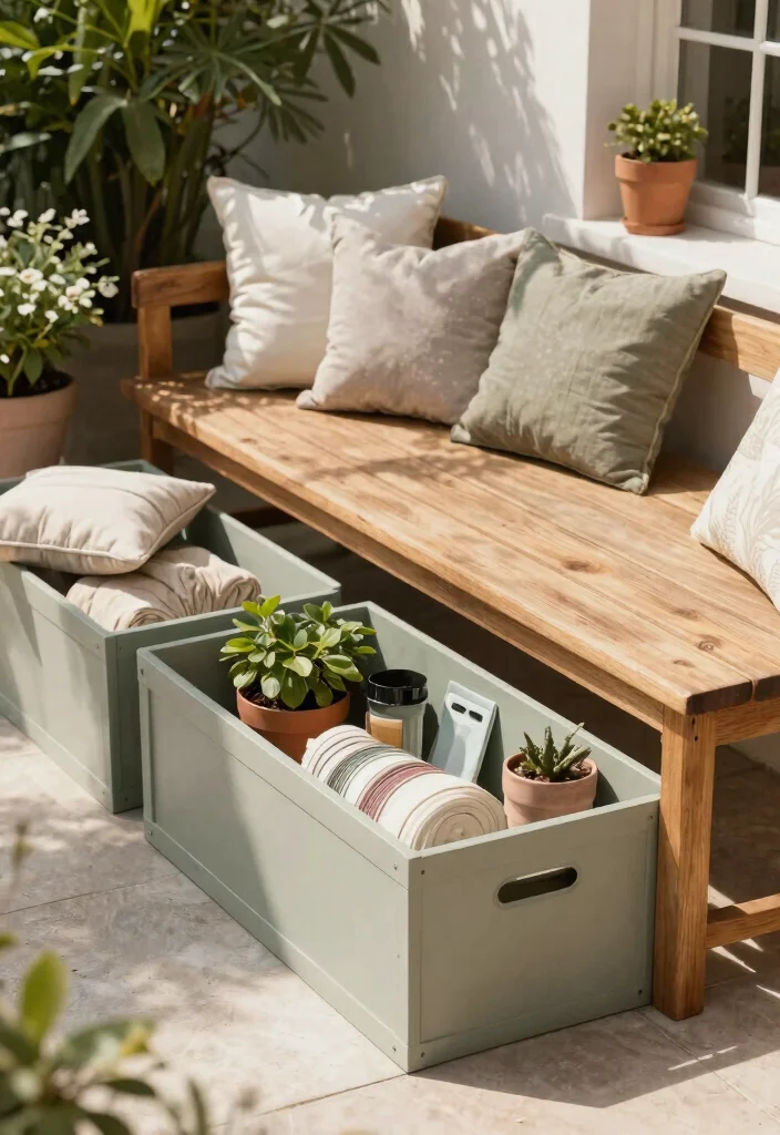 21 Smart Deck Box Ideas for Outdoor Storage Hide Clutter 13. Under Bench Storage Boxes 0