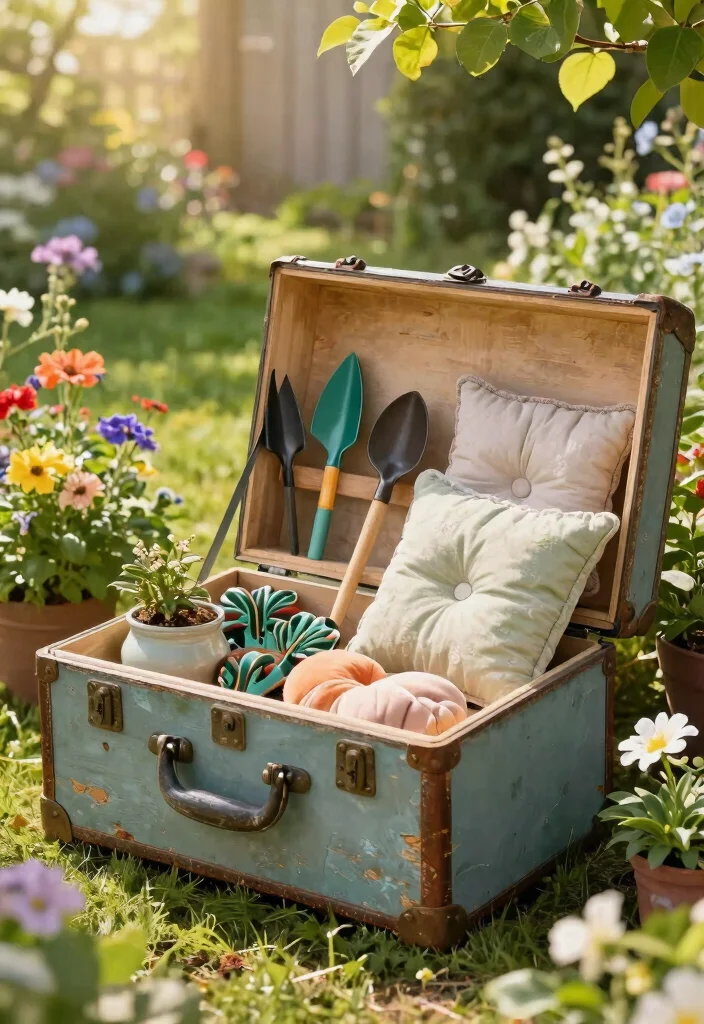 21 Smart Deck Box Ideas for Outdoor Storage Hide Clutter 21. Vintage Trunk Style Deck Box 0