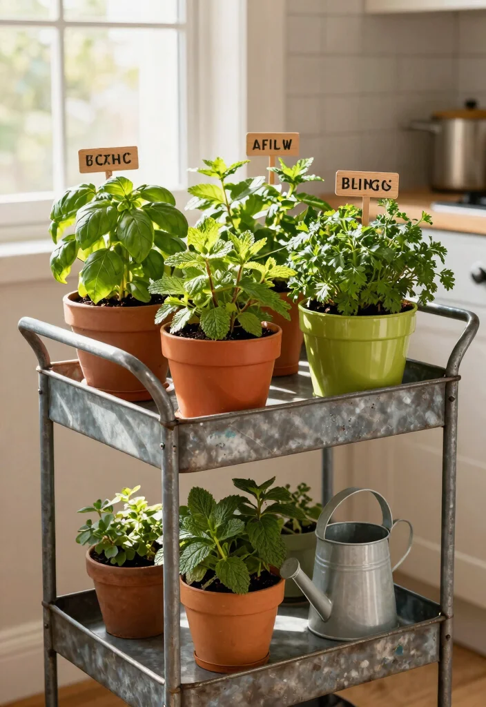 25 Creative Utility Cart Ideas to Organize Your Home 1. Herb Garden on Wheels 0