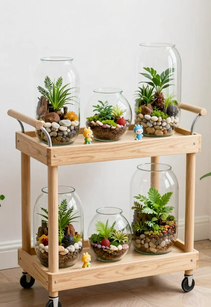 25 Creative Utility Cart Ideas to Organize Your Home 18. Terrarium Display Cart 0