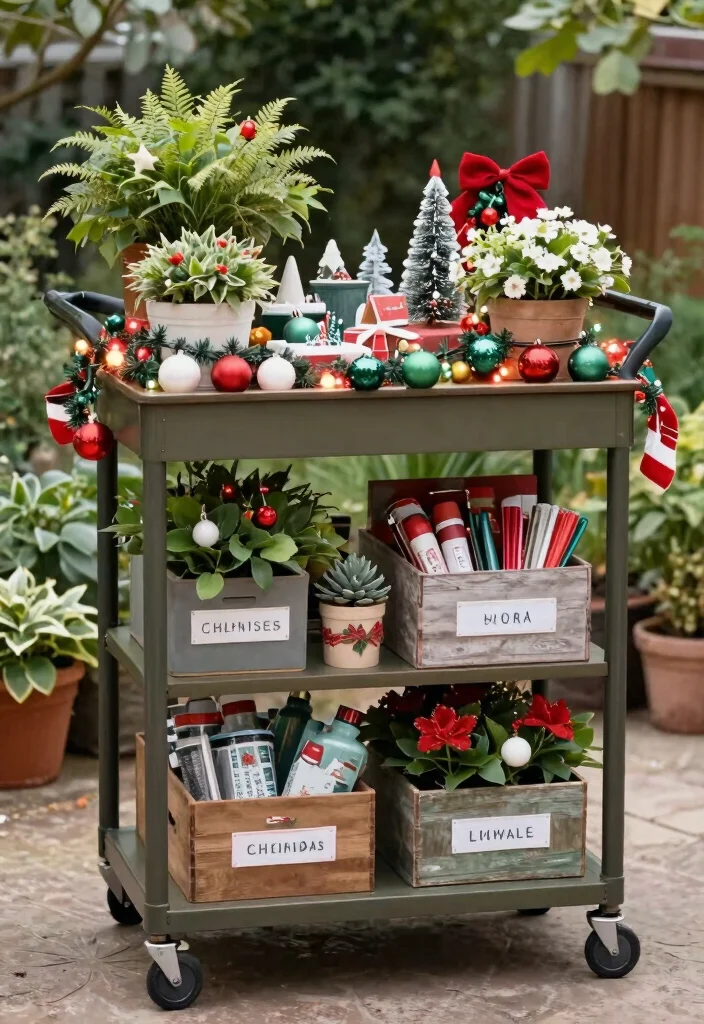 25 Creative Utility Cart Ideas to Organize Your Home 25. Holiday Gardening Cart 0