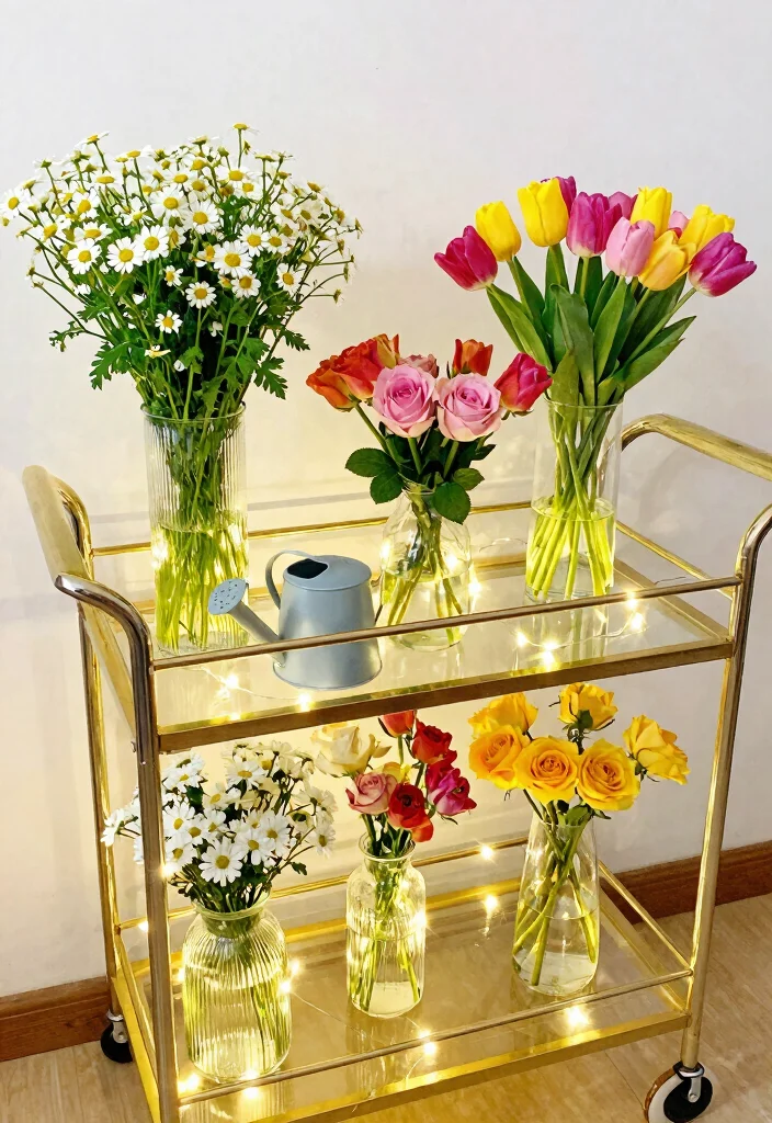 25 Creative Utility Cart Ideas to Organize Your Home 3. Display Your Blooms 0