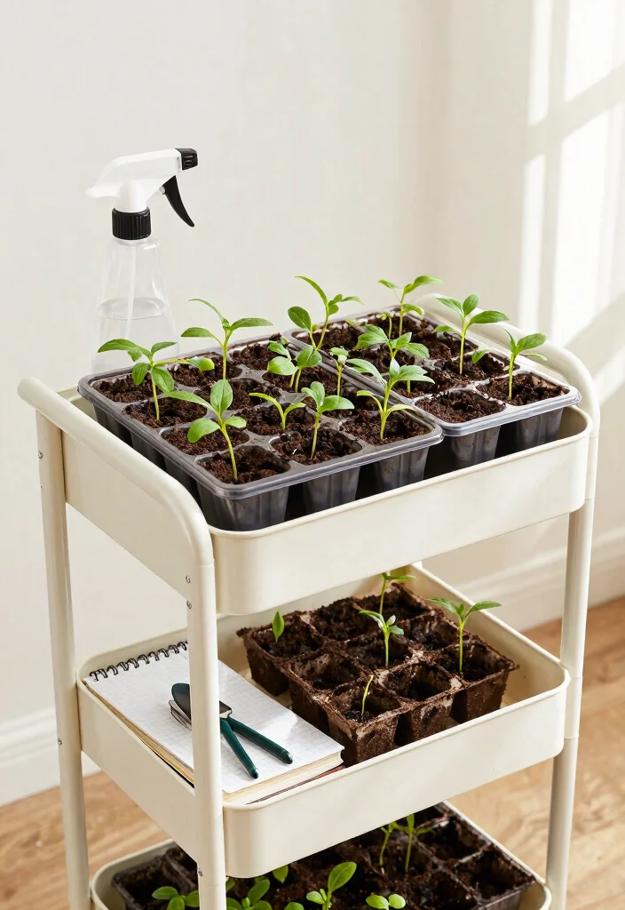 25 Creative Utility Cart Ideas to Organize Your Home 5. Seed Starting Station 0