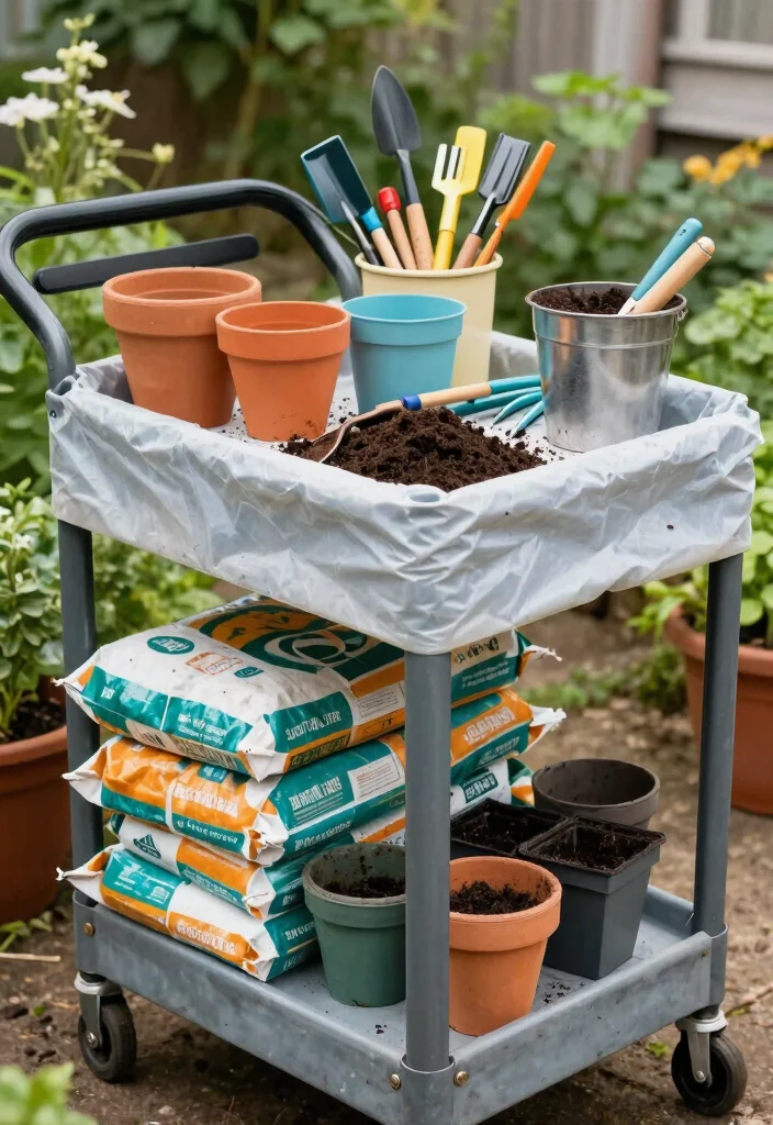 25 Creative Utility Cart Ideas to Organize Your Home 9. Potting Station On Wheels 0