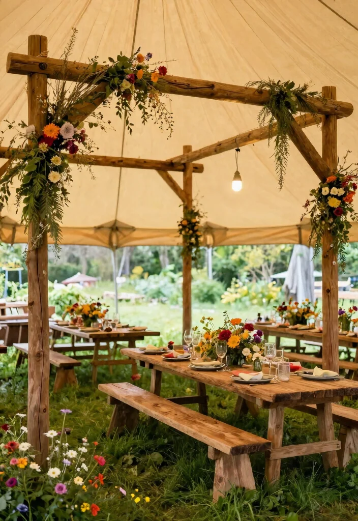 25 Stunning Canopy Tent Ideas for Backyard Events 1. Rustic Charm with Wooden Beams 0