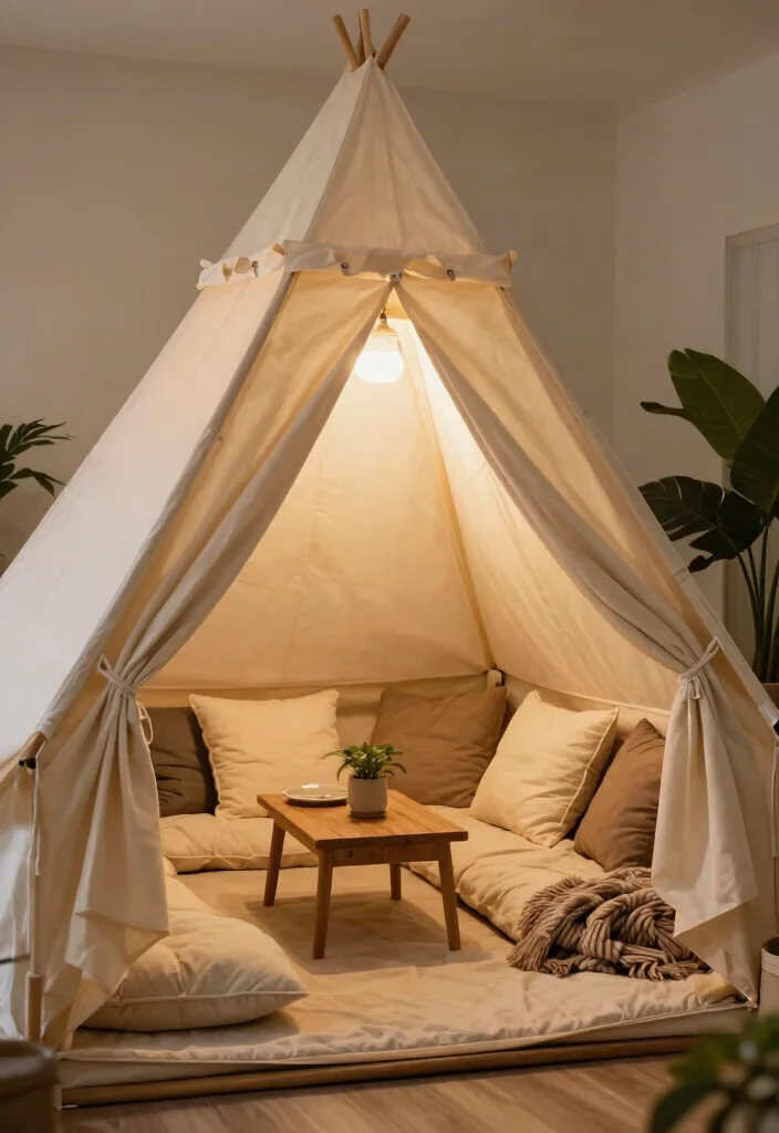 25 Stunning Canopy Tent Ideas for Backyard Events 11. Cozy Lounge with Soft Drapes 0
