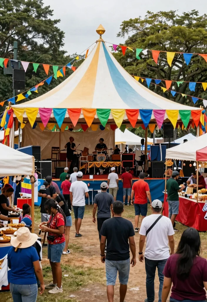 25 Stunning Canopy Tent Ideas for Backyard Events 24. Festival Vibe with Colorful Banners 0