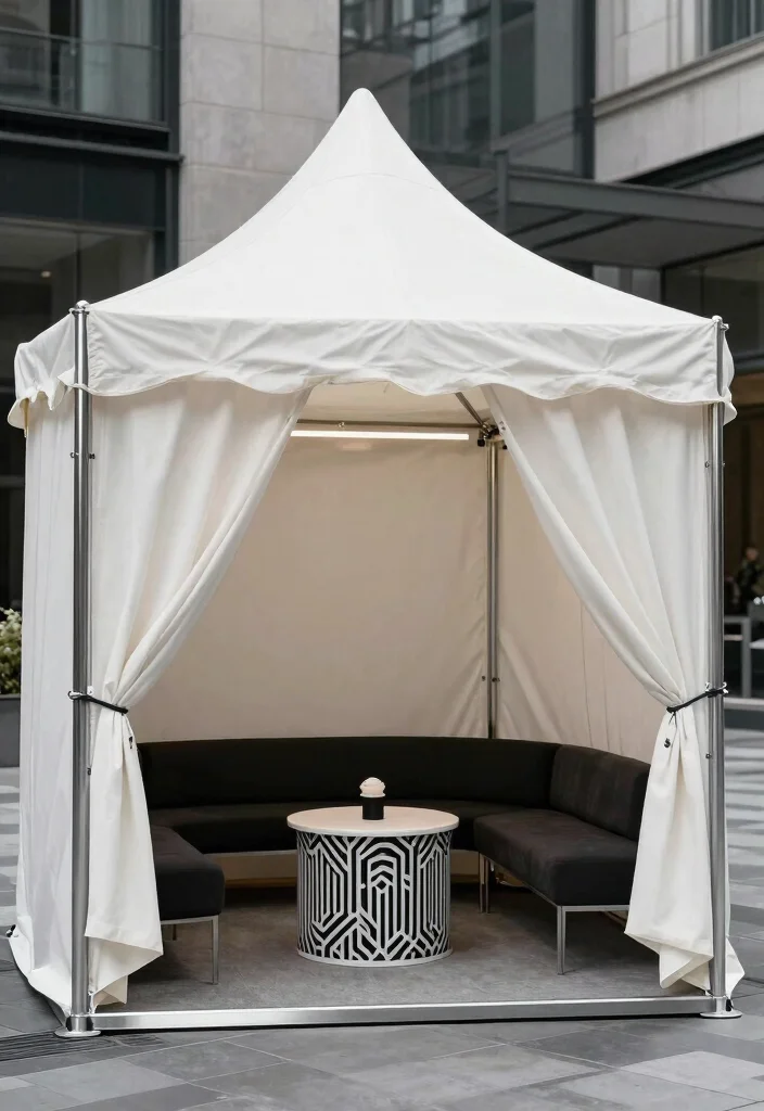 25 Stunning Canopy Tent Ideas for Backyard Events 9. Modern Elegance with Metal Accents 0