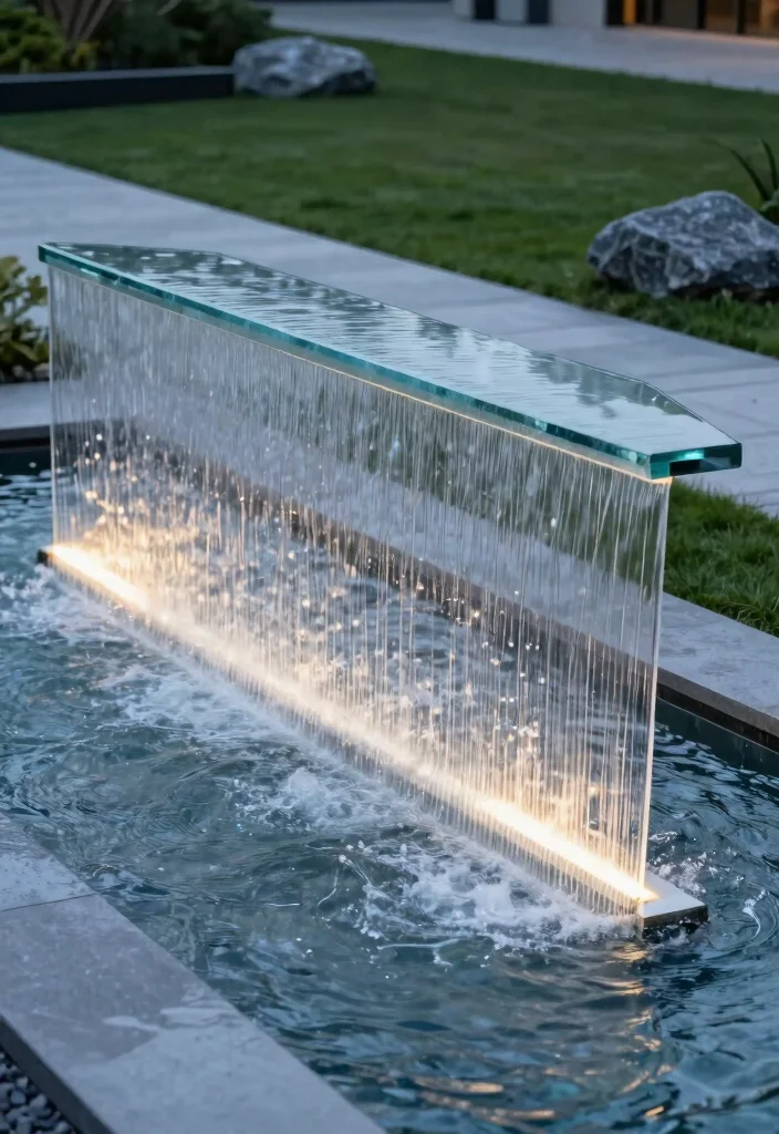 25 Stunning Outdoor Fountain Ideas for a Relaxing Yard 10. Modern Glass Fountain 0