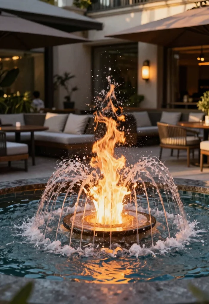25 Stunning Outdoor Fountain Ideas for a Relaxing Yard 14. Fire and Water Fountain 0