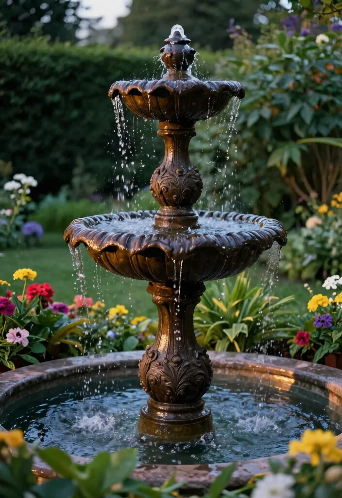 25 Stunning Outdoor Fountain Ideas for a Relaxing Yard 18. Vintage Cast Iron Fountain 0