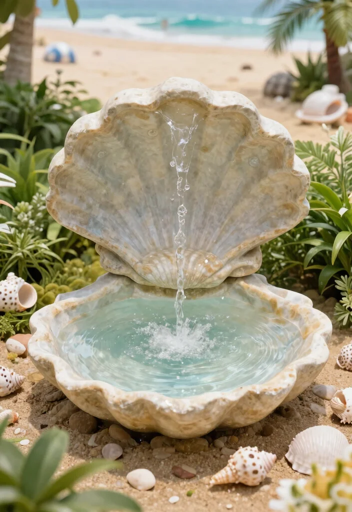 25 Stunning Outdoor Fountain Ideas for a Relaxing Yard 20. Shell Shaped Fountain 0