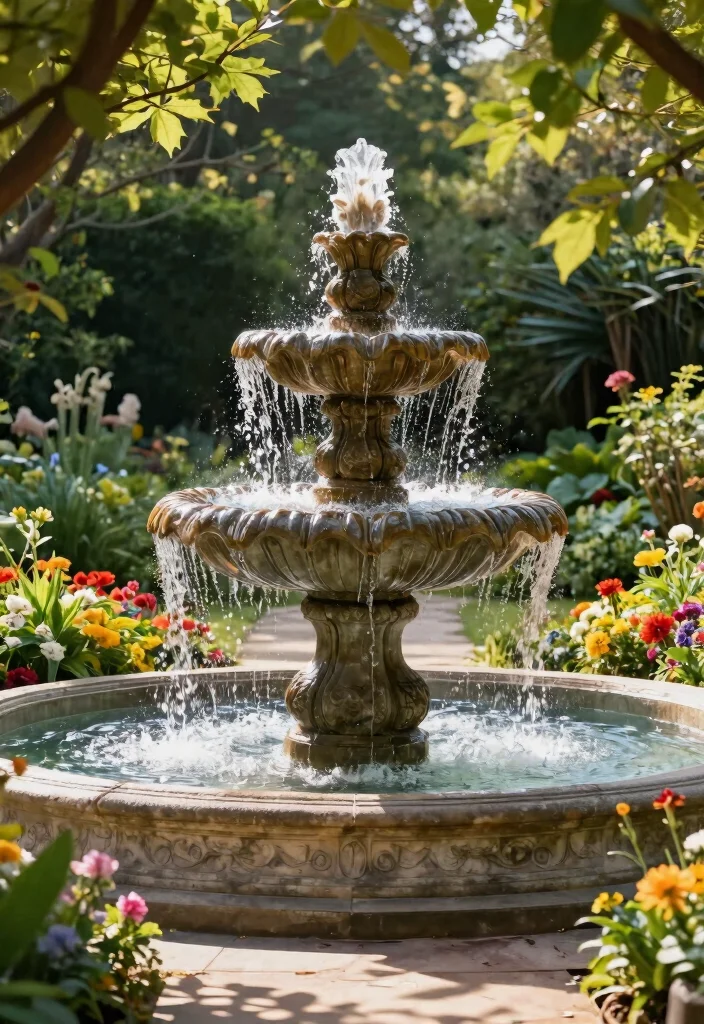 25 Stunning Outdoor Fountain Ideas for a Relaxing Yard 6. Tiered Garden Fountain 0