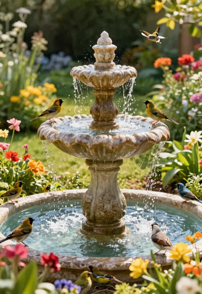 25 Stunning Outdoor Fountain Ideas for a Relaxing Yard 7. Bird Bath Fountain 0