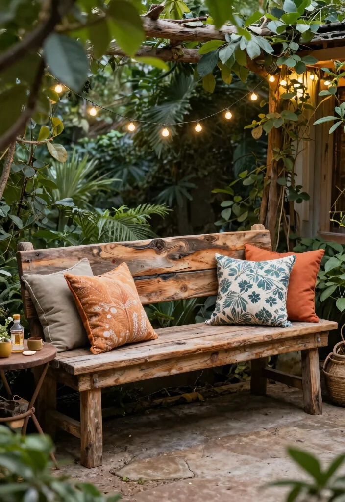 25 Stylish Patio Chair Ideas for Your Outdoor Living Room 14. Rustic Wooden Benches 0