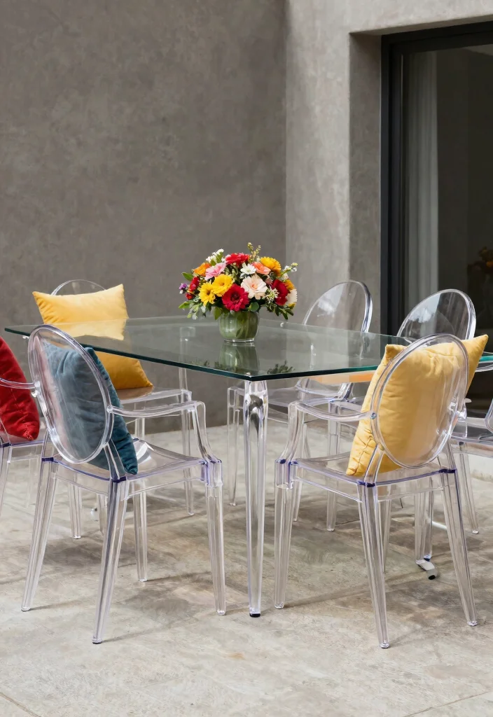 25 Stylish Patio Chair Ideas for Your Outdoor Living Room 16. Chic Acrylic Chairs 0