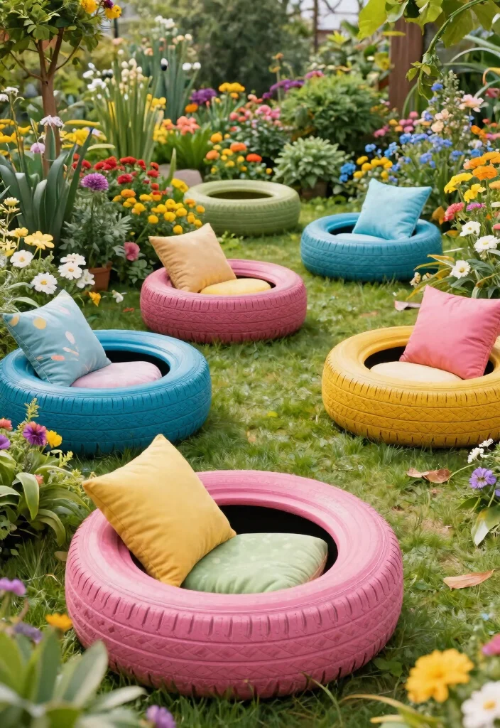 25 Stylish Patio Chair Ideas for Your Outdoor Living Room 18. Creative Tire Chairs 0