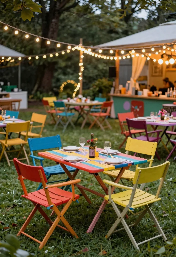 25 Stylish Patio Chair Ideas for Your Outdoor Living Room 21. Colorful Folding Chairs 0