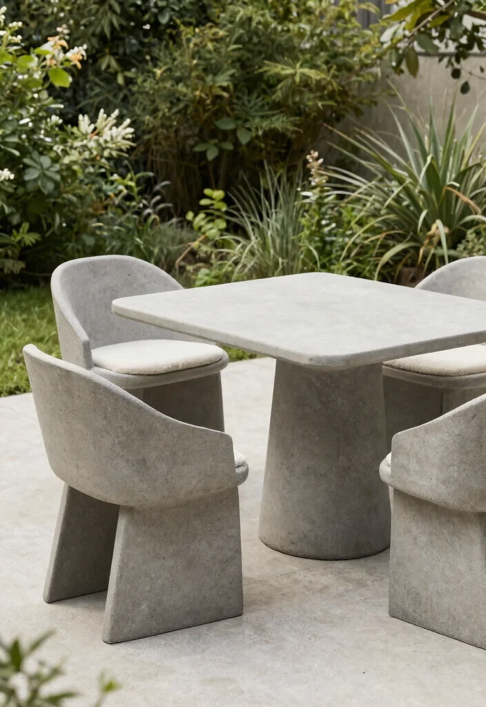 25 Stylish Patio Chair Ideas for Your Outdoor Living Room 22. Eco Conscious Concrete Chairs 0