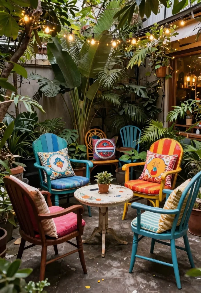 25 Stylish Patio Chair Ideas for Your Outdoor Living Room 3. Upcycled Vintage Chairs 0