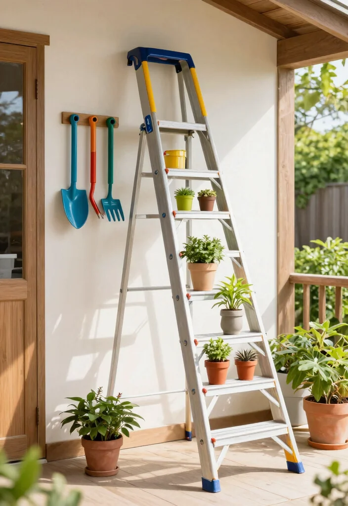 25 Ultimate Tool Shed Ideas for a Perfectly Organized Yard 11. Tool Ladder 0