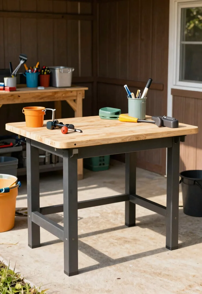 25 Ultimate Tool Shed Ideas for a Perfectly Organized Yard 21. Outdoor Worktables 0