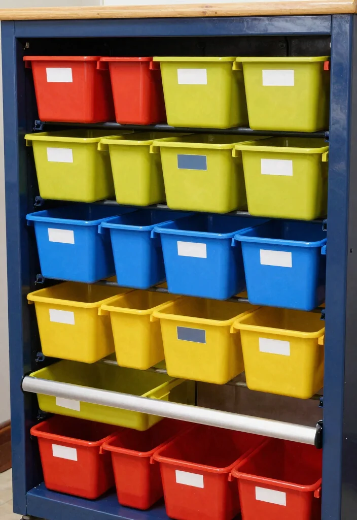 25 Ultimate Tool Shed Ideas for a Perfectly Organized Yard 23. Color Coded Storage 0