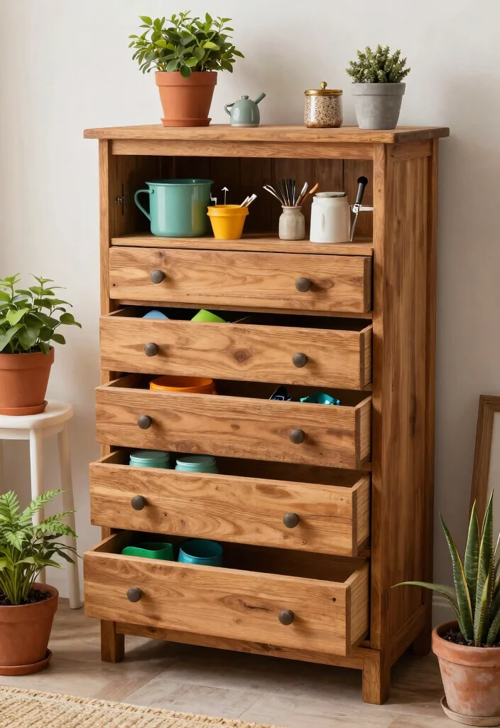 25 Ultimate Tool Shed Ideas for a Perfectly Organized Yard 5. Repurposed Furniture 0