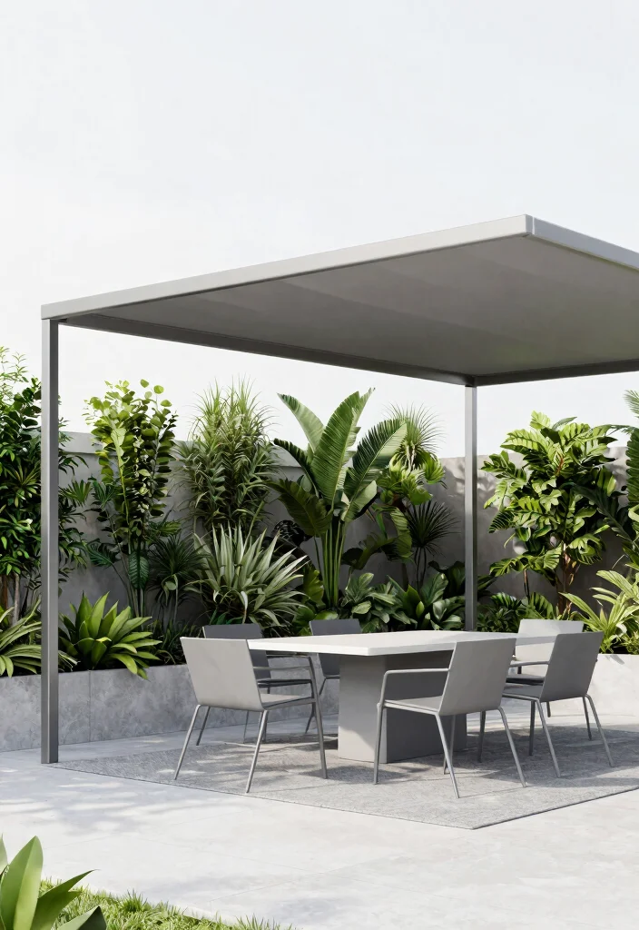 7 Contemporary Gray Patio Canopy Ideas Chic Design 1. Sleek Minimalist Canopy 0