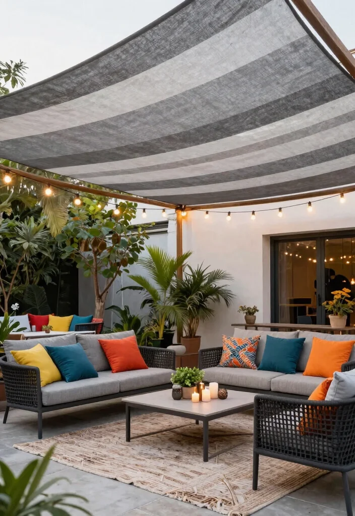 7 Contemporary Gray Patio Canopy Ideas Chic Design 2. Color Blocked Canopy 0