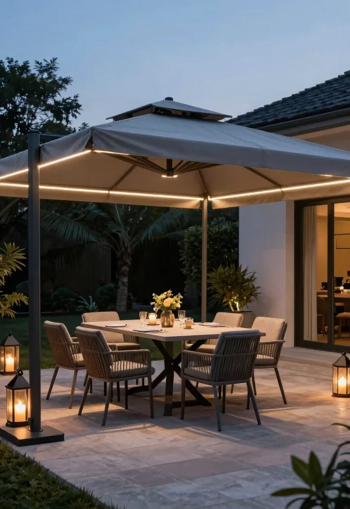 7 Contemporary Gray Patio Canopy Ideas Chic Design 3. Canopy with Integrated Lighting 0