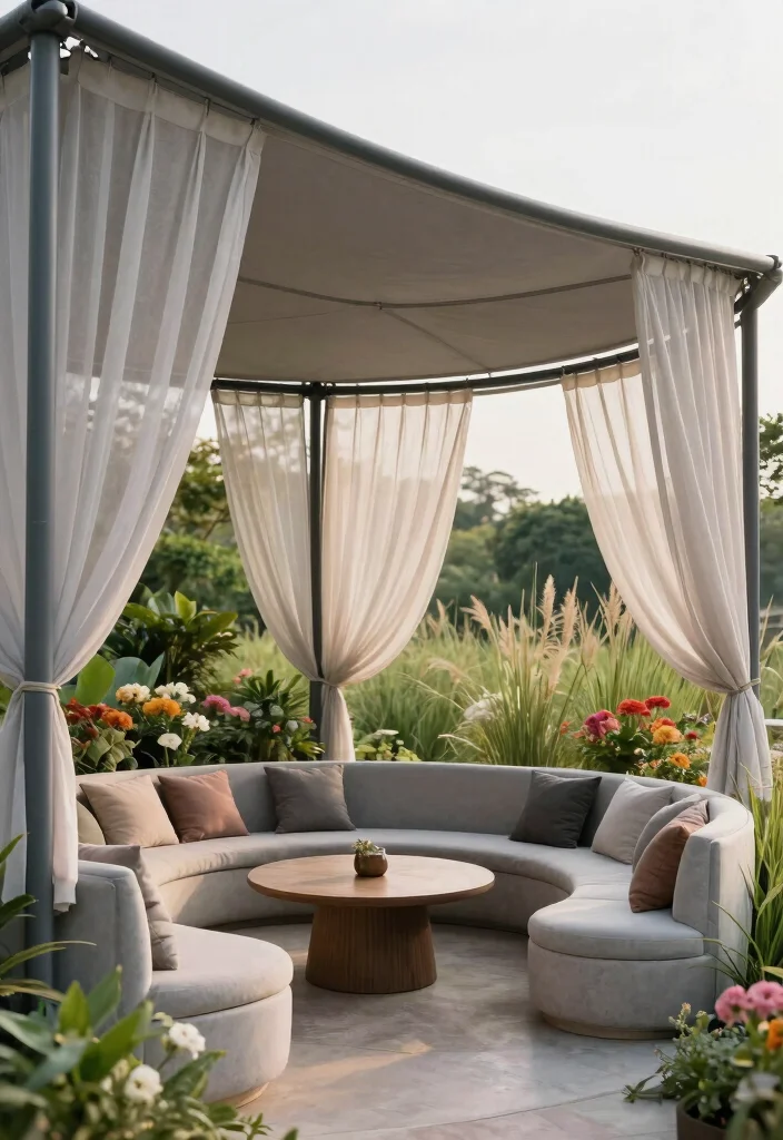 7 Contemporary Gray Patio Canopy Ideas Chic Design 4. Curved Canopy Design 0