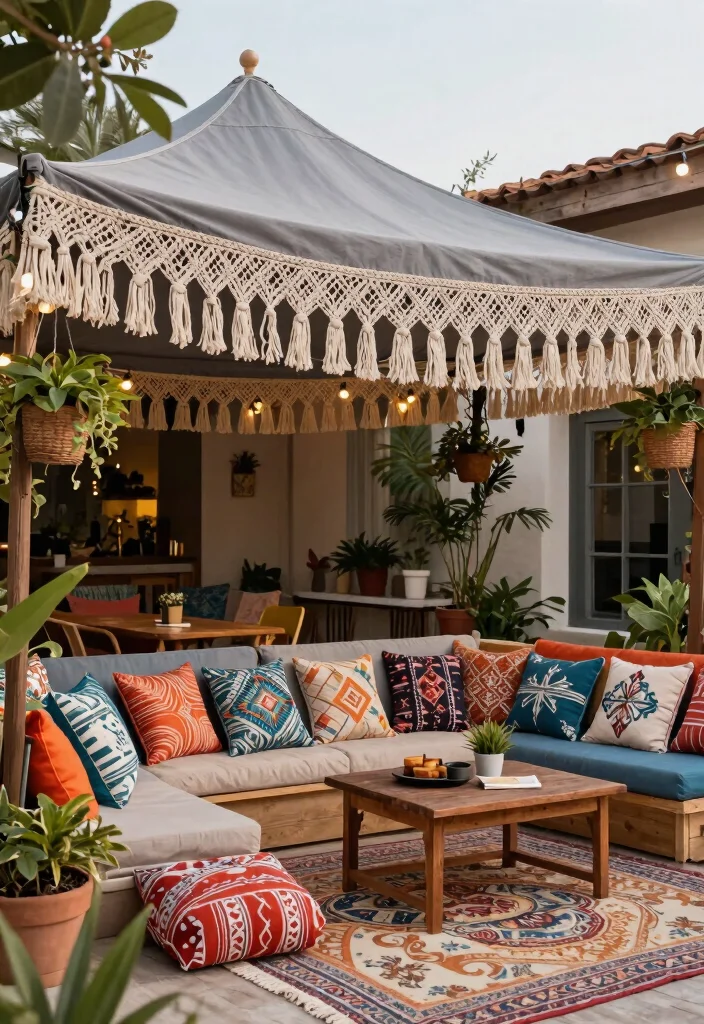 7 Contemporary Gray Patio Canopy Ideas Chic Design 6. Bohemian Style Canopy 0