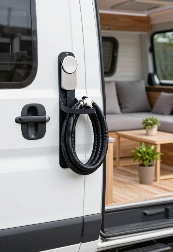 7 Sanitary RV Sewer Hose Storage Ideas Van Life Hacks 5. Magnetic Hose Holder 0
