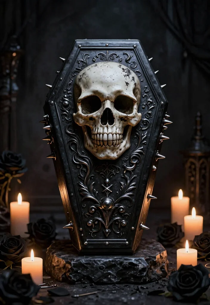 7 Unique MTG Coffin Deck Box Ideas Gothic Style 6. Skull Themed Coffin Box 0