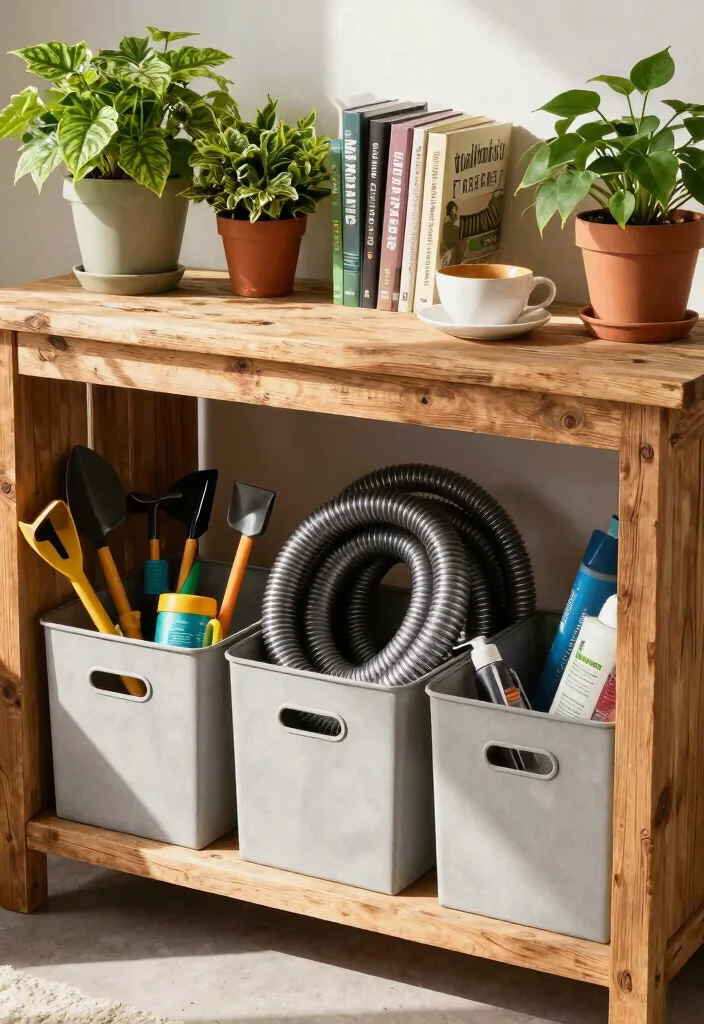 9 Clever Central Vacuum Hose Storage Ideas for Indoor Gardening Spaces 3. Under Bench Storage Solution 0