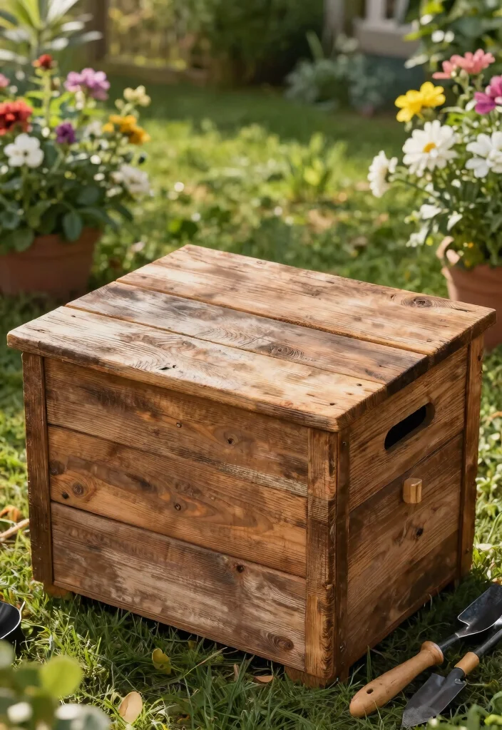9 Clever Deck Box Cover Ideas to Protect Your Storage 2. Rustic Wooden Slats 0