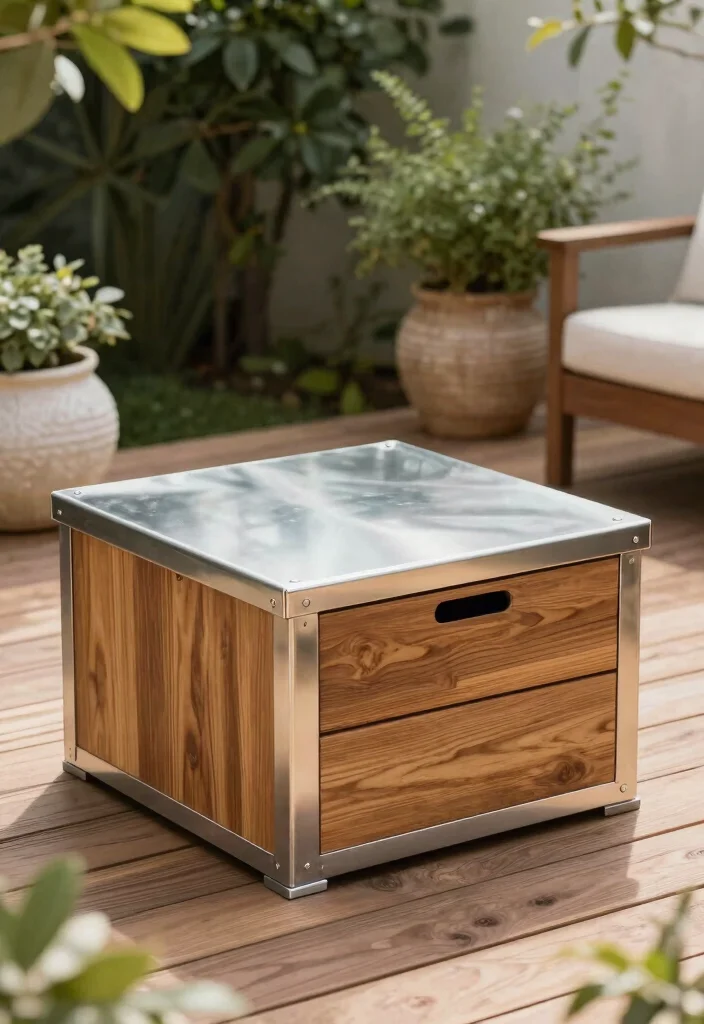 9 Clever Deck Box Cover Ideas to Protect Your Storage 4. Metal and Wood Combo 0