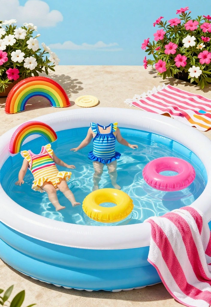 9 Cute Kiddie Pool Photoshoot Ideas for Summer Memories 4. Color Coordination 0