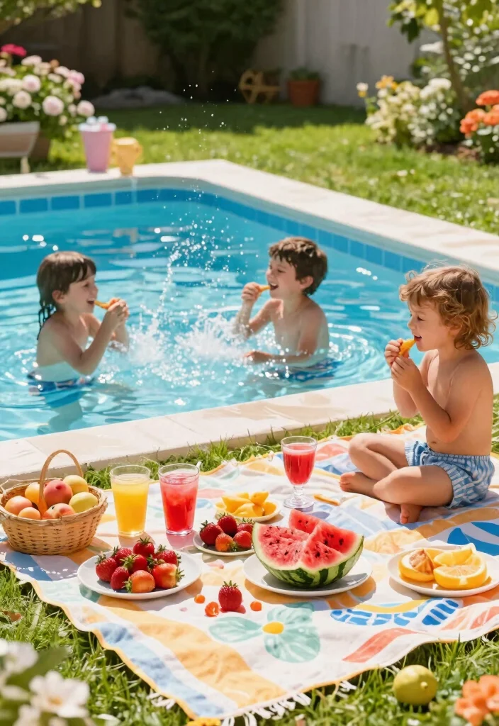 9 Cute Kiddie Pool Photoshoot Ideas for Summer Memories 6. Poolside Picnic 0