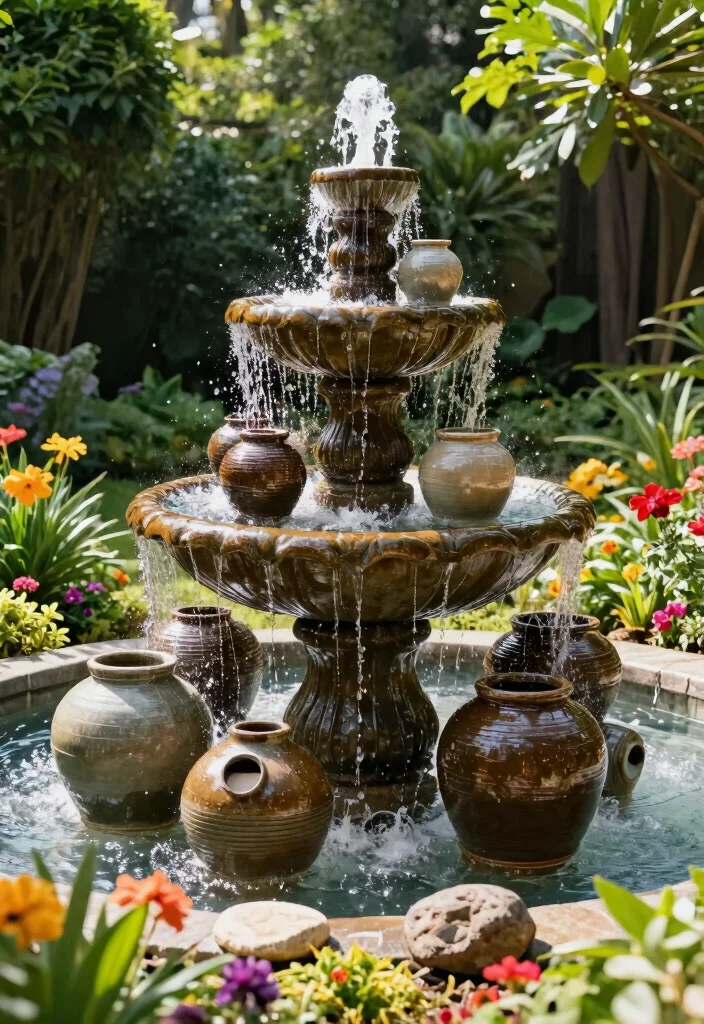 9 DIY Outdoor Fountain Installation Ideas Easy Guide 2. Tiered Waterfall Delight 0