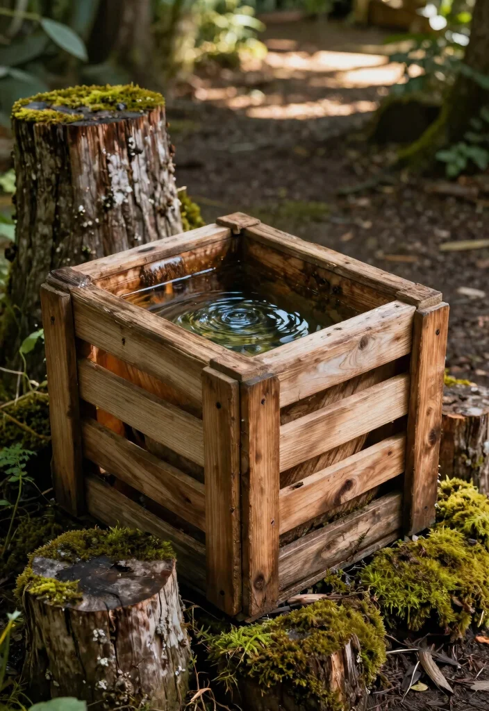 9 DIY Outdoor Fountain Installation Ideas Easy Guide 3. Rustic Wooden Fountain 0